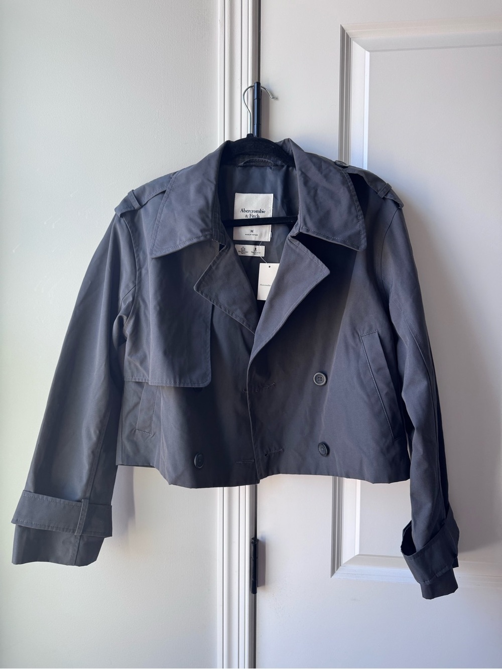Abercrombie & Fitch Cropped Trench Coat - Charcoal Gray